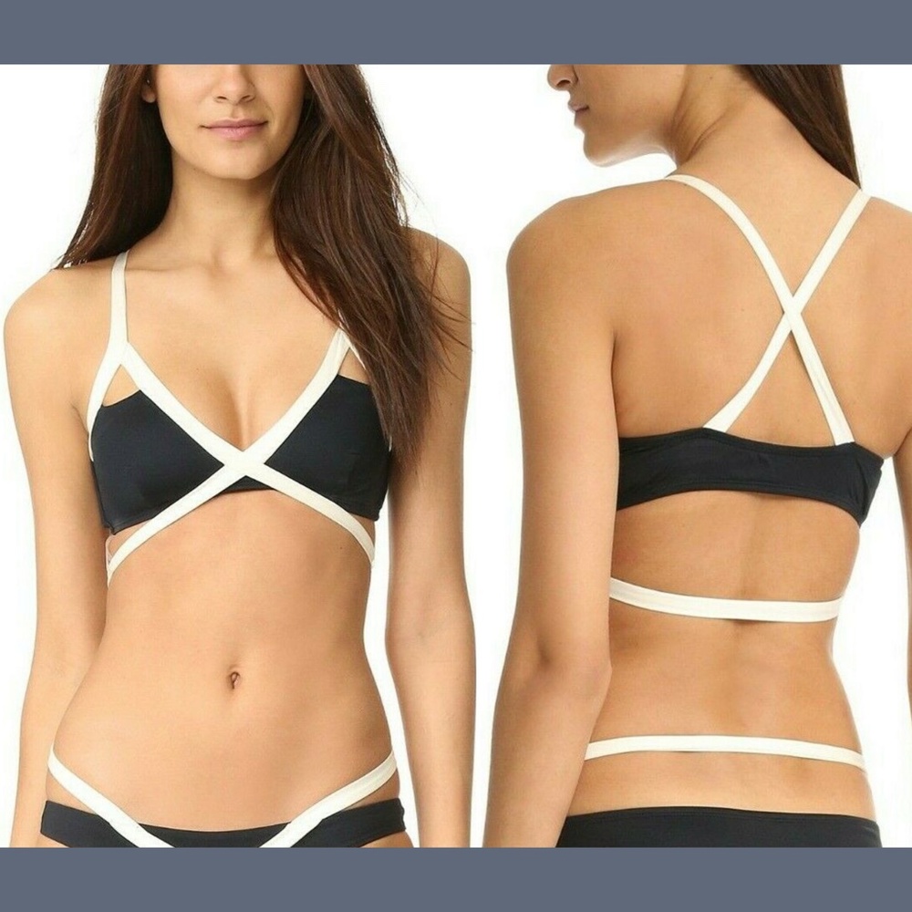 NWT $110‎ Vitamin A Olivia Bralette Top in Black/Ivory [SZ LARGE L/10 ]